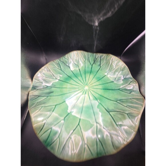 Arhaus Ceramic Hand Made Lily Pad Wall Plate 15 Inches Ready to Hang